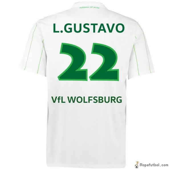 Camiseta VfL Wolfsburgo Replica Segunda Ropa L.Gustavo 2016/17 Blanco